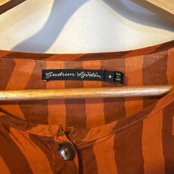 Gudrun Sjoden Orange Button Down Tunic Top M Geometric Lagenlook Fall Artsy - Picture 3 of 7